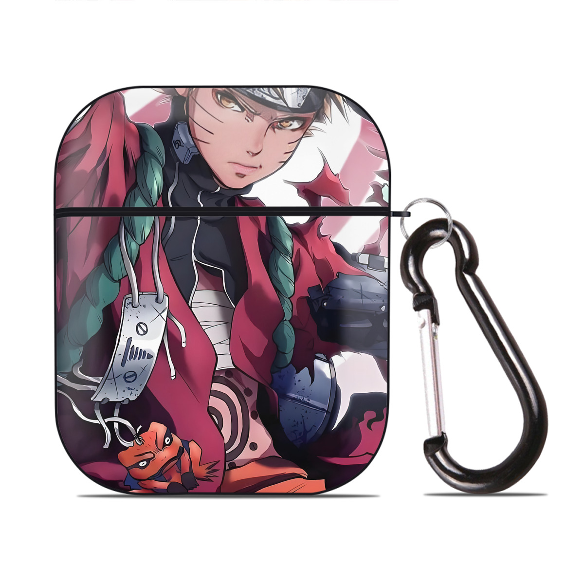 （画像用） NARUTO -ナルト- NARUTO -ナルト- 疾風伝 AirPods 第2世代保護ケース ハードシェル ブラック 耐衝撃・防指紋・カラビナ付き