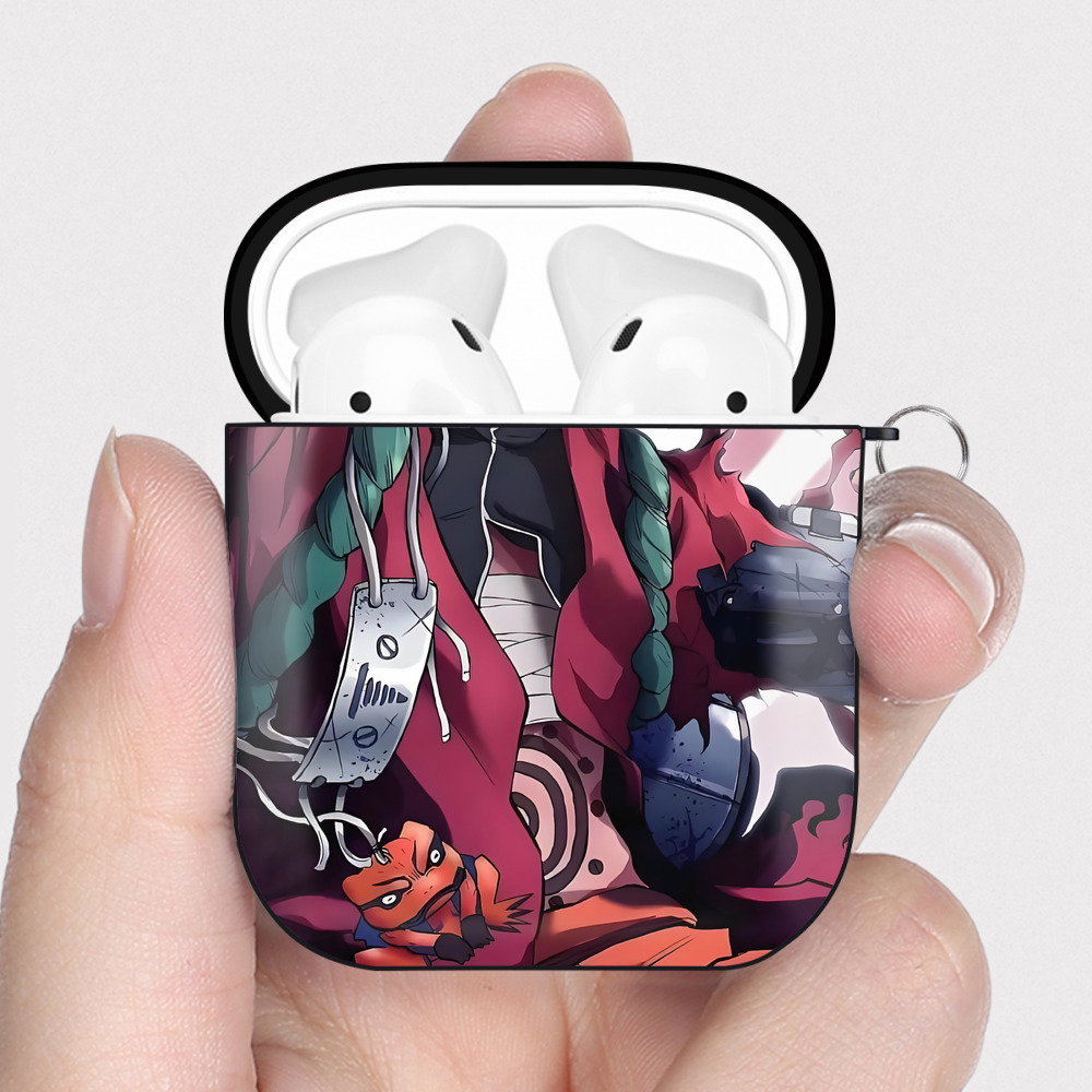 （画像用） NARUTO -ナルト- NARUTO -ナルト- 疾風伝 AirPods 第2世代保護ケース ハードシェル ブラック 耐衝撃・防指紋・カラビナ付き