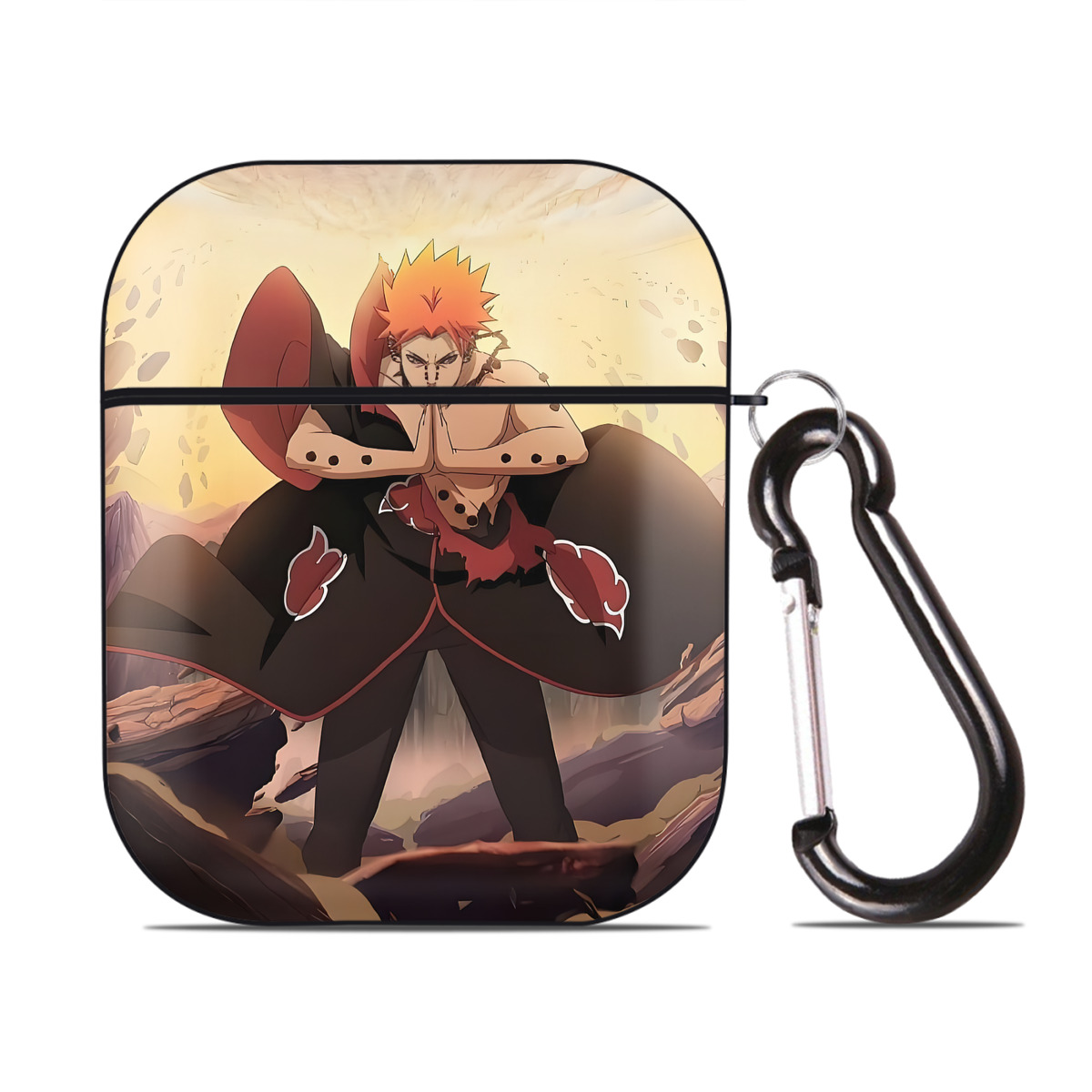 （画像用） NARUTO -ナルト- NARUTO -ナルト- 疾風伝 AirPods 第2世代保護ケース ハードシェル ブラック 耐衝撃・防指紋・カラビナ付き