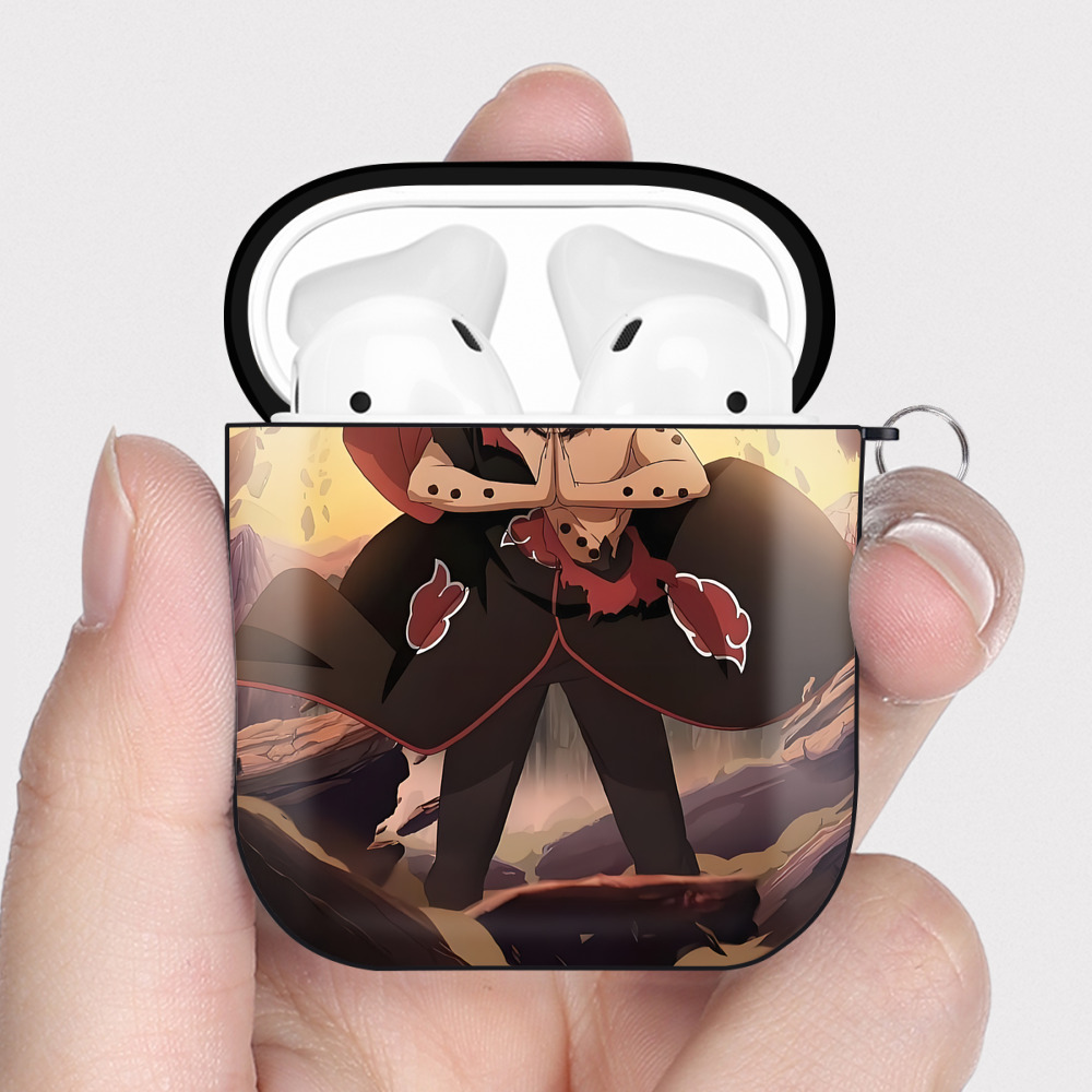 （画像用） NARUTO -ナルト- NARUTO -ナルト- 疾風伝 AirPods 第2世代保護ケース ハードシェル ブラック 耐衝撃・防指紋・カラビナ付き