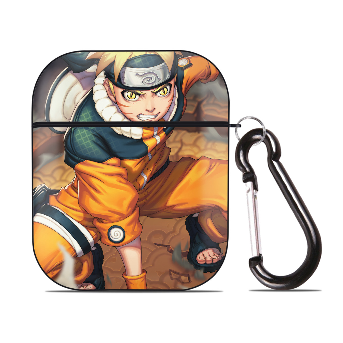 （画像用） NARUTO -ナルト- NARUTO -ナルト- 疾風伝 AirPods 第2世代保護ケース ハードシェル ブラック 耐衝撃・防指紋・カラビナ付き