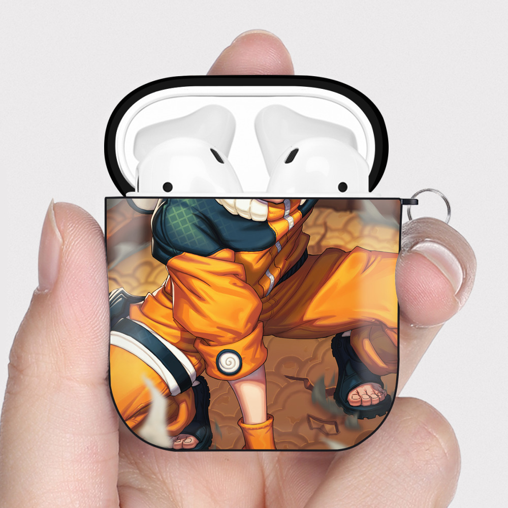 （画像用） NARUTO -ナルト- NARUTO -ナルト- 疾風伝 AirPods 第2世代保護ケース ハードシェル ブラック 耐衝撃・防指紋・カラビナ付き