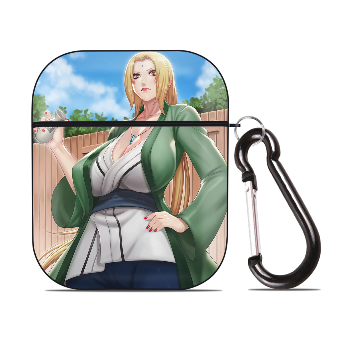 （画像用） NARUTO -ナルト- NARUTO -ナルト- 疾風伝 AirPods 第2世代保護ケース ハードシェル ブラック 耐衝撃・防指紋・カラビナ付き