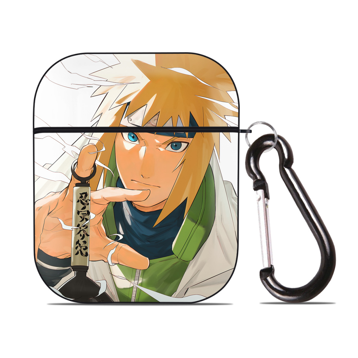 （画像用） NARUTO -ナルト- NARUTO -ナルト- 疾風伝 AirPods 第2世代保護ケース ハードシェル ブラック 耐衝撃・防指紋・カラビナ付き