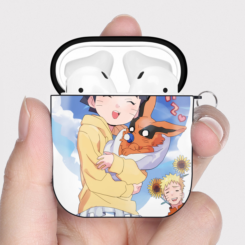 （画像用） NARUTO -ナルト- NARUTO -ナルト- 疾風伝 AirPods 第2世代保護ケース ハードシェル ブラック 耐衝撃・防指紋・カラビナ付き