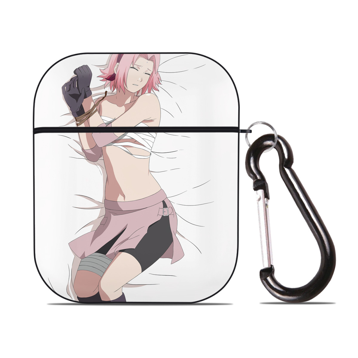 （画像用） NARUTO -ナルト- NARUTO -ナルト- 疾風伝 AirPods 第2世代保護ケース ハードシェル ブラック 耐衝撃・防指紋・カラビナ付き
