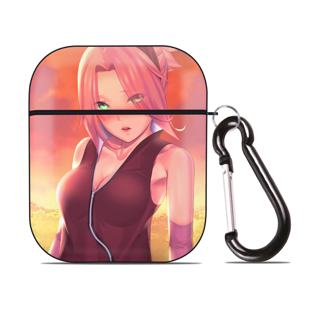 （画像用） NARUTO -ナルト- NARUTO -ナルト- 疾風伝 AirPods 第2世代保護ケース ハードシェル ブラック 耐衝撃・防指紋・カラビナ付き