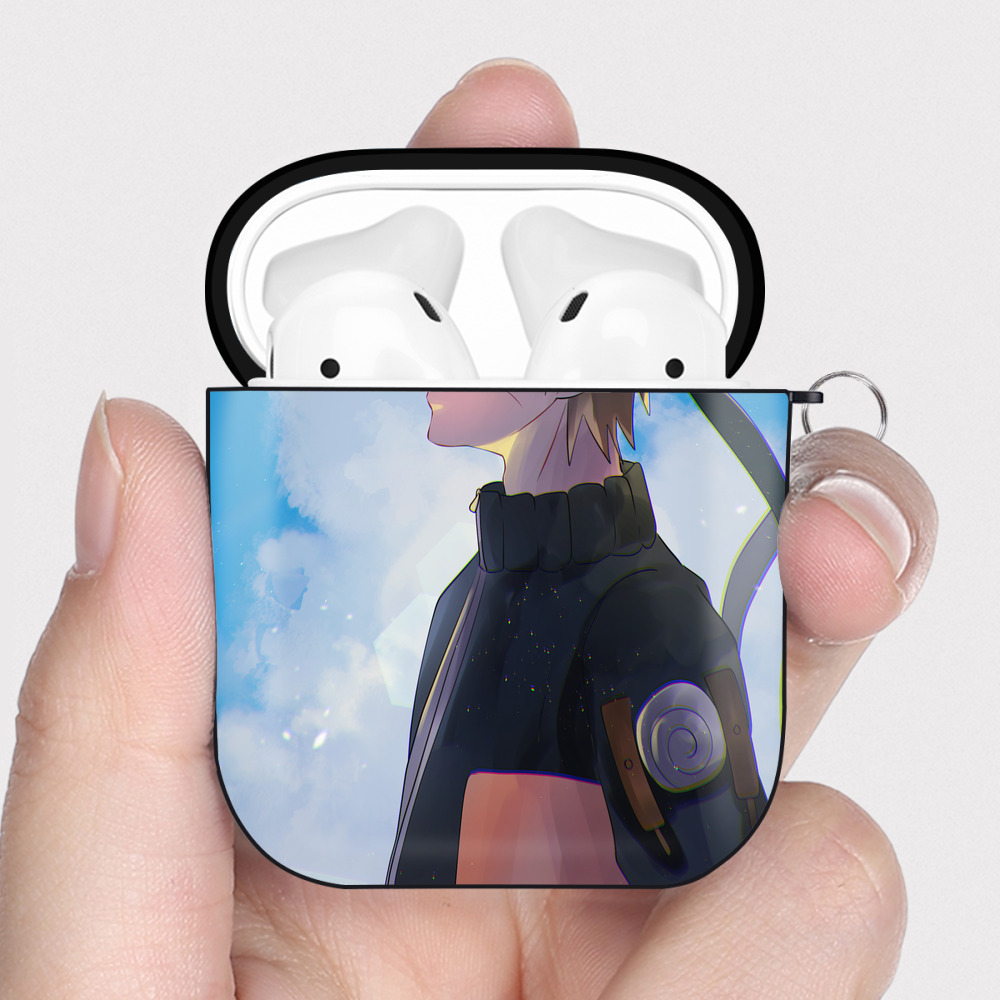 （画像用） NARUTO -ナルト- NARUTO -ナルト- 疾風伝 AirPods 第2世代保護ケース ハードシェル ブラック 耐衝撃・防指紋・カラビナ付き