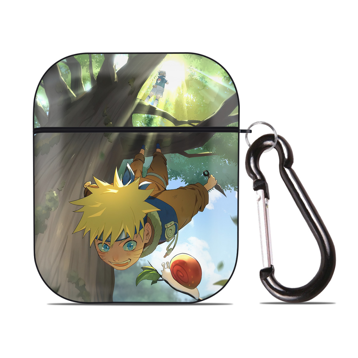 （画像用） NARUTO -ナルト- NARUTO -ナルト- 疾風伝 AirPods 第2世代保護ケース ハードシェル ブラック 耐衝撃・防指紋・カラビナ付き