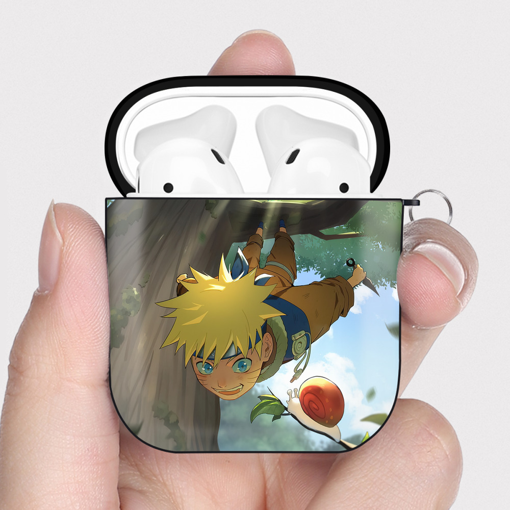 （画像用） NARUTO -ナルト- NARUTO -ナルト- 疾風伝 AirPods 第2世代保護ケース ハードシェル ブラック 耐衝撃・防指紋・カラビナ付き