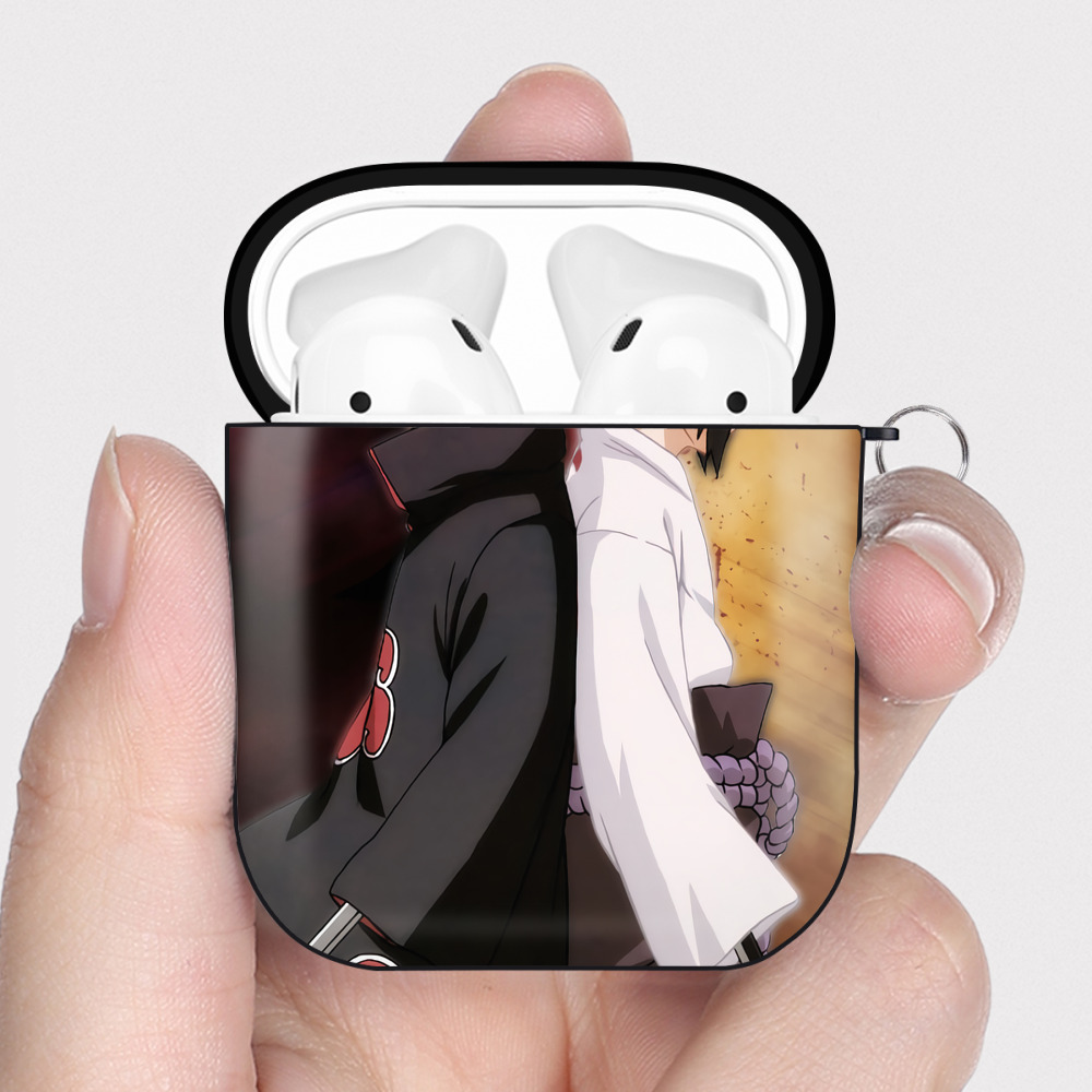 （画像用） NARUTO -ナルト- NARUTO -ナルト- 疾風伝 AirPods 第2世代保護ケース ハードシェル ブラック 耐衝撃・防指紋・カラビナ付き