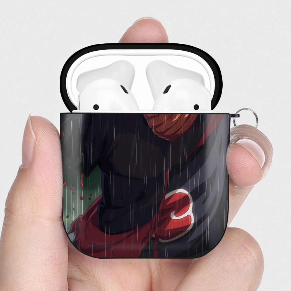 （画像用） NARUTO -ナルト- NARUTO -ナルト- 疾風伝 AirPods 第2世代保護ケース ハードシェル ブラック 耐衝撃・防指紋・カラビナ付き