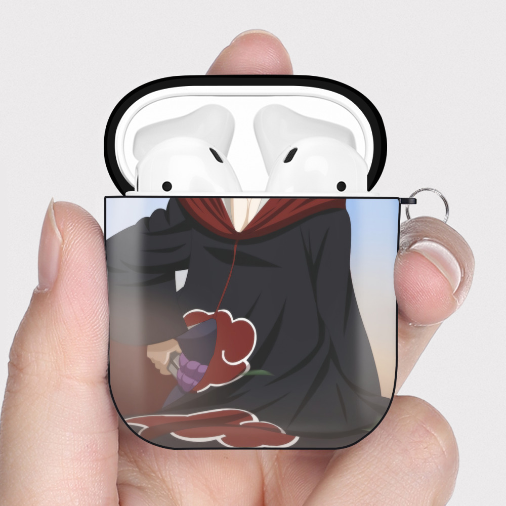 （画像用） NARUTO -ナルト- NARUTO -ナルト- 疾風伝 AirPods 第2世代保護ケース ハードシェル ブラック 耐衝撃・防指紋・カラビナ付き
