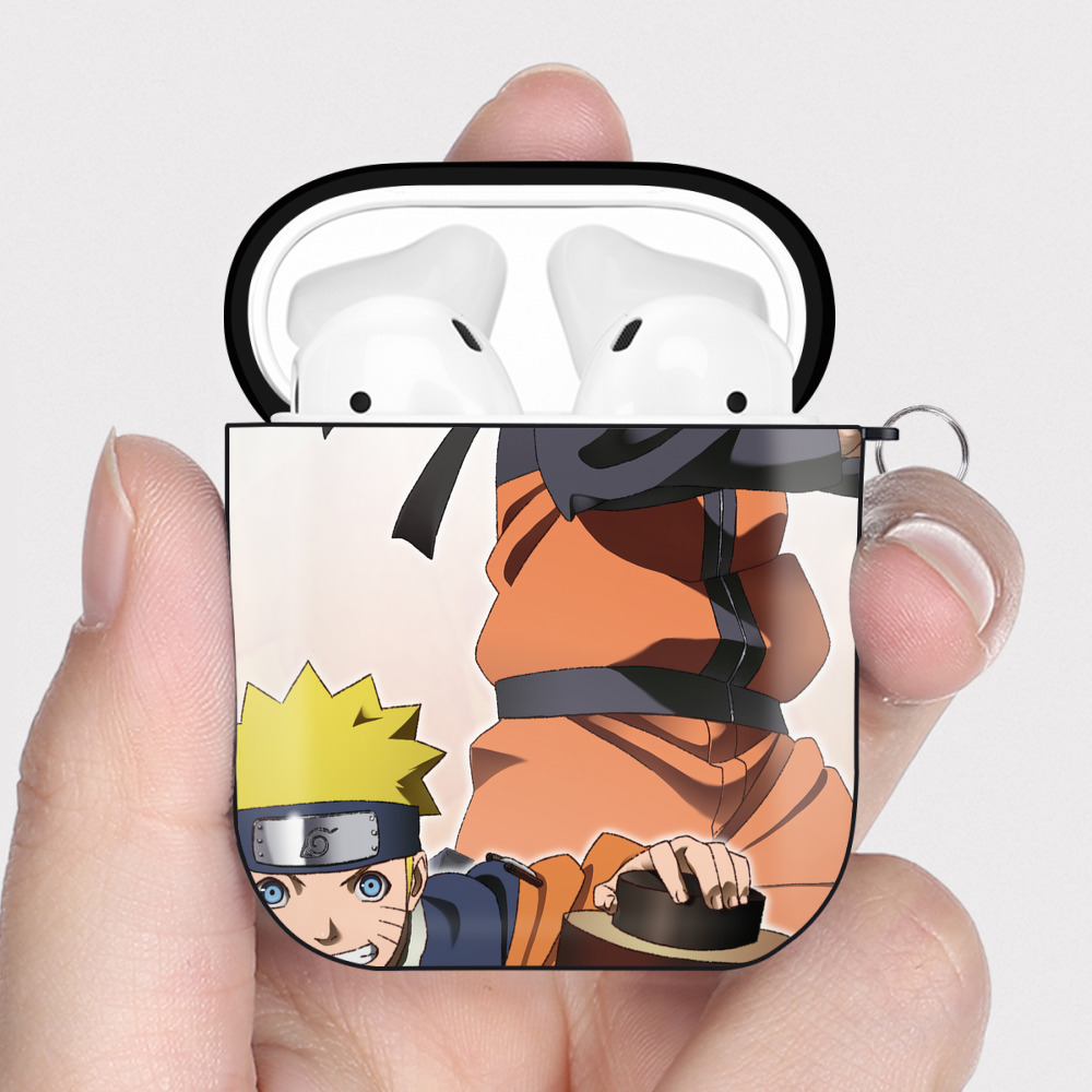 （画像用） NARUTO -ナルト- NARUTO -ナルト- 疾風伝 AirPods 第2世代保護ケース ハードシェル ブラック 耐衝撃・防指紋・カラビナ付き
