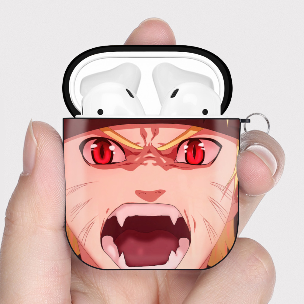 （画像用） NARUTO -ナルト- NARUTO -ナルト- 疾風伝 AirPods 第2世代保護ケース ハードシェル ブラック 耐衝撃・防指紋・カラビナ付き