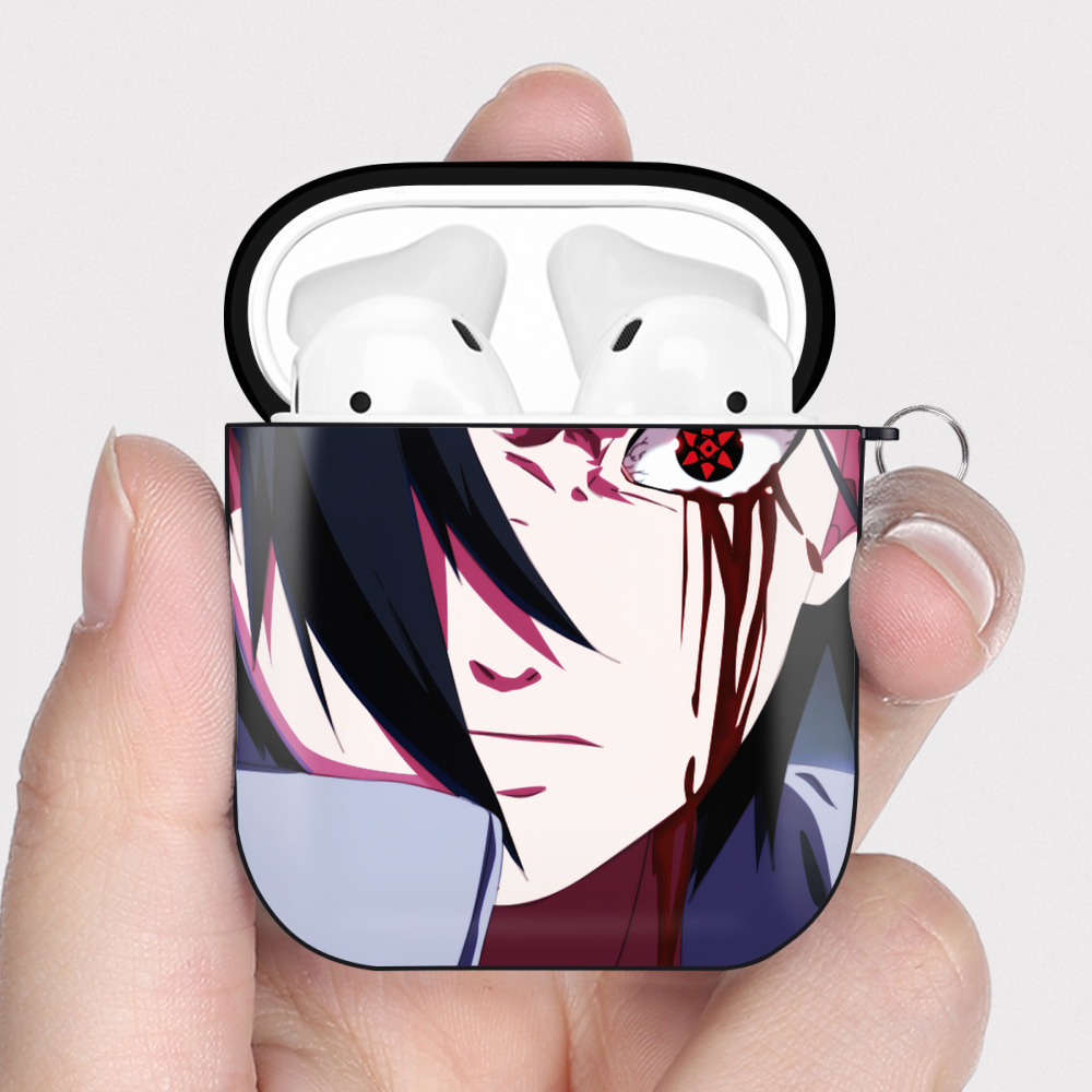 （画像用） NARUTO -ナルト- NARUTO -ナルト- 疾風伝 AirPods 第2世代保護ケース ハードシェル ブラック 耐衝撃・防指紋・カラビナ付き