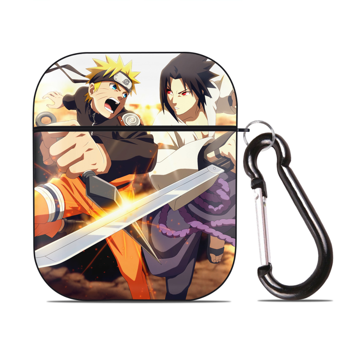 （画像用） NARUTO -ナルト- NARUTO -ナルト- 疾風伝 AirPods 第2世代保護ケース ハードシェル ブラック 耐衝撃・防指紋・カラビナ付き