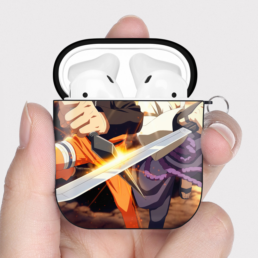 （画像用） NARUTO -ナルト- NARUTO -ナルト- 疾風伝 AirPods 第2世代保護ケース ハードシェル ブラック 耐衝撃・防指紋・カラビナ付き