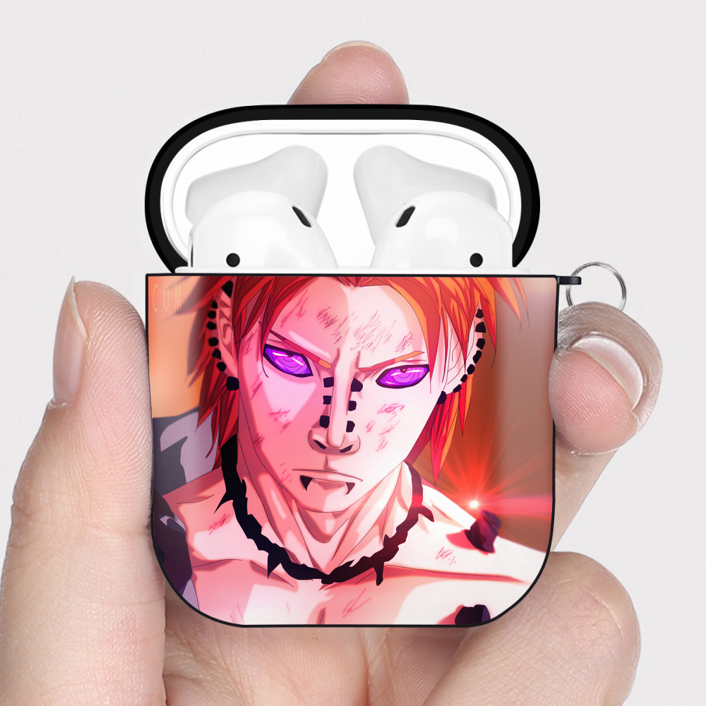 （画像用） NARUTO -ナルト- NARUTO -ナルト- 疾風伝 AirPods 第2世代保護ケース ハードシェル ブラック 耐衝撃・防指紋・カラビナ付き