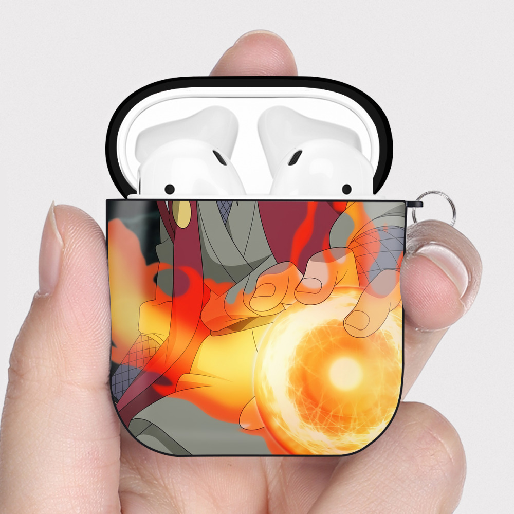 （画像用） NARUTO -ナルト- NARUTO -ナルト- 疾風伝 AirPods 第2世代保護ケース ハードシェル ブラック 耐衝撃・防指紋・カラビナ付き