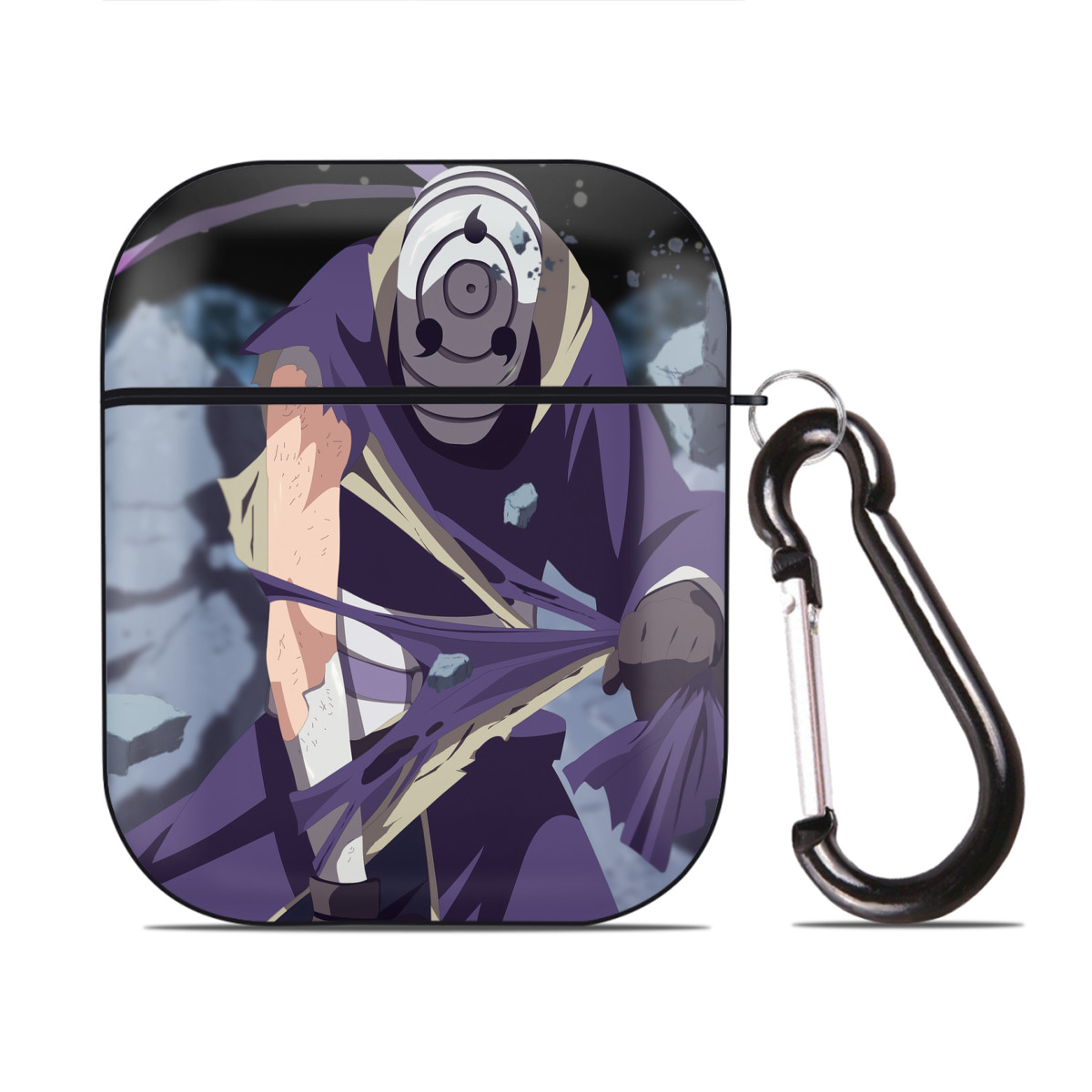 （画像用） NARUTO -ナルト- NARUTO -ナルト- 疾風伝 AirPods 第2世代保護ケース ハードシェル ブラック 耐衝撃・防指紋・カラビナ付き