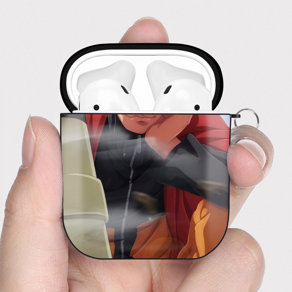 （画像用） NARUTO -ナルト- NARUTO -ナルト- 疾風伝 AirPods 第2世代保護ケース ハードシェル ブラック 耐衝撃・防指紋・カラビナ付き