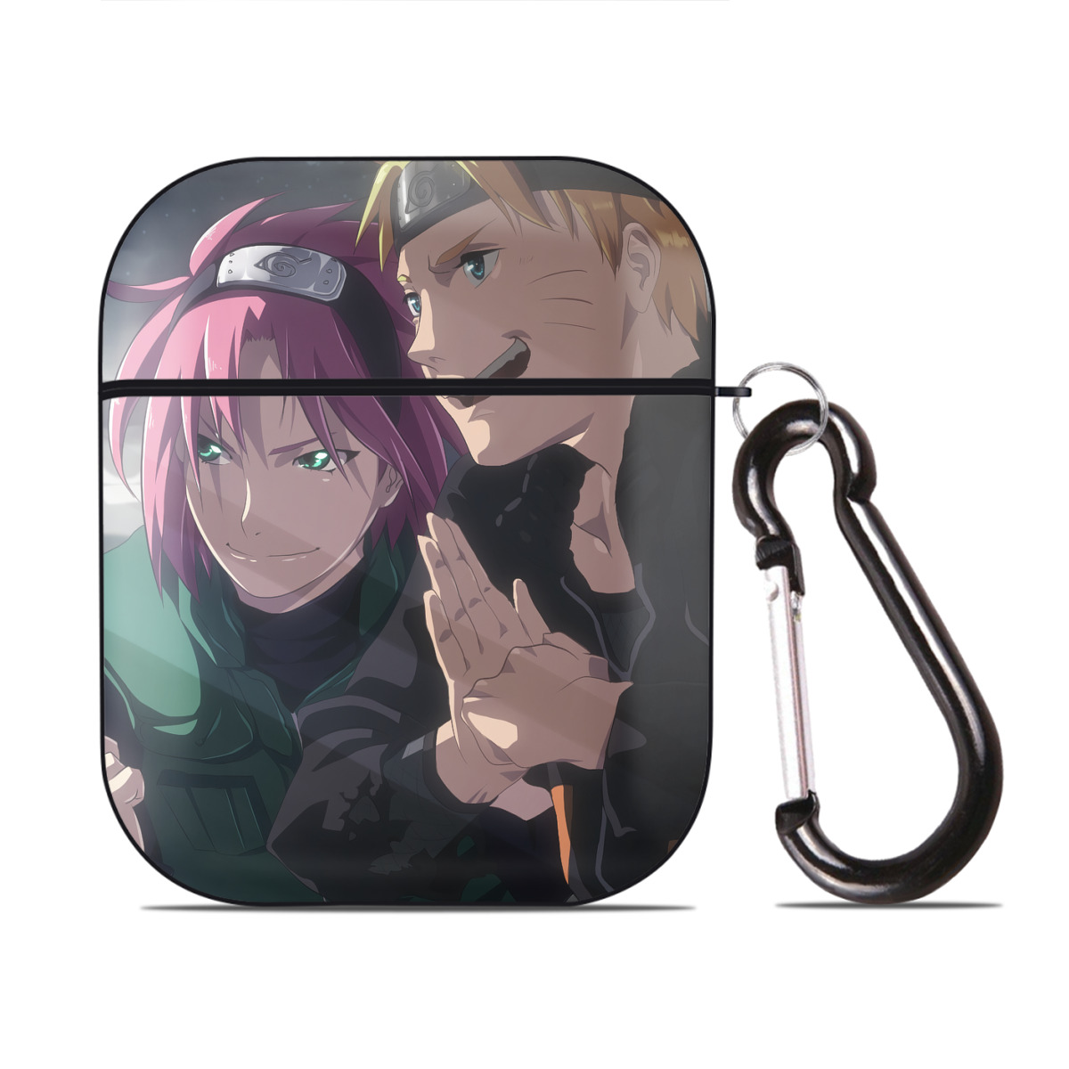 （画像用） NARUTO -ナルト- NARUTO -ナルト- 疾風伝 AirPods 第2世代保護ケース ハードシェル ブラック 耐衝撃・防指紋・カラビナ付き