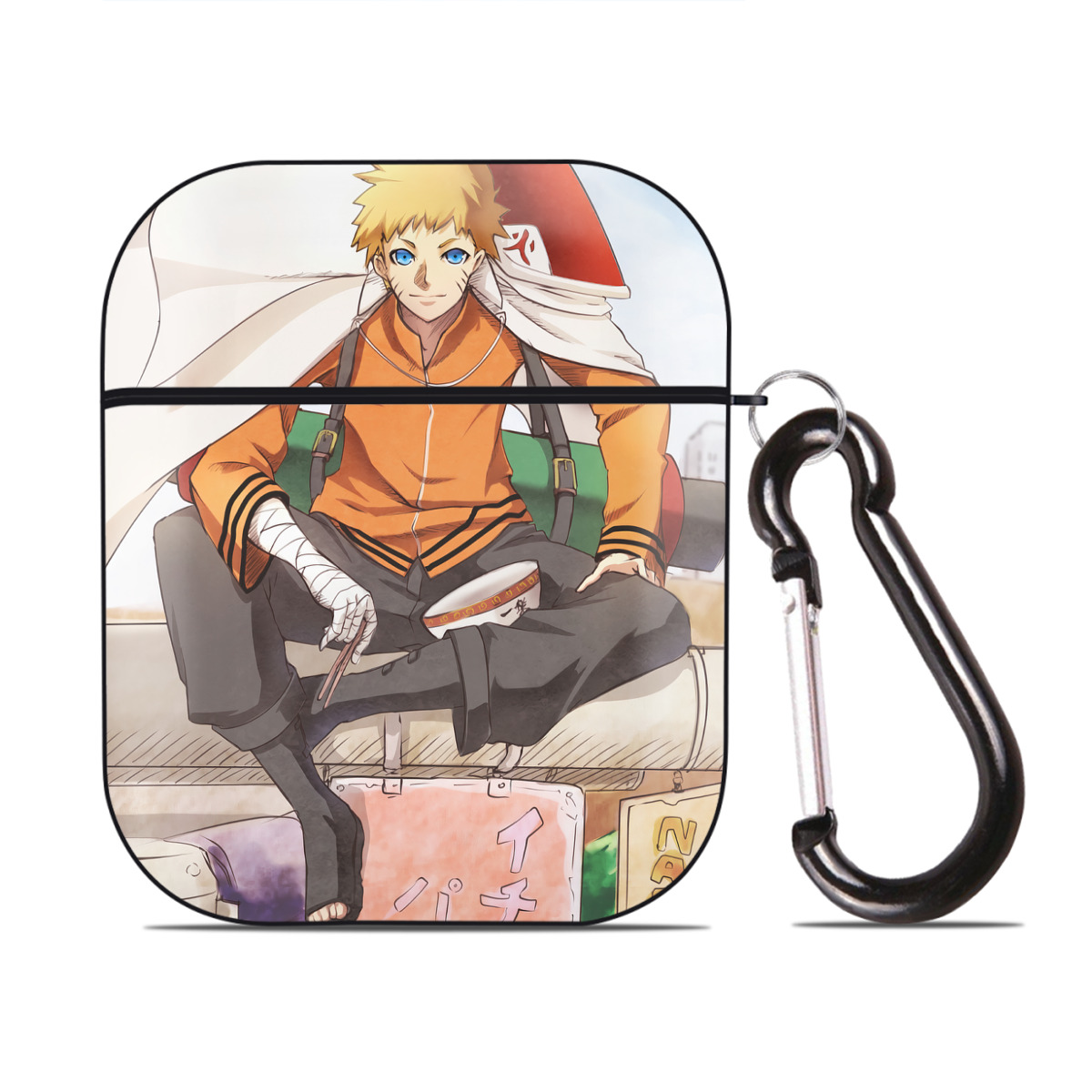 （画像用） NARUTO -ナルト- NARUTO -ナルト- 疾風伝 AirPods 第2世代保護ケース ハードシェル ブラック 耐衝撃・防指紋・カラビナ付き