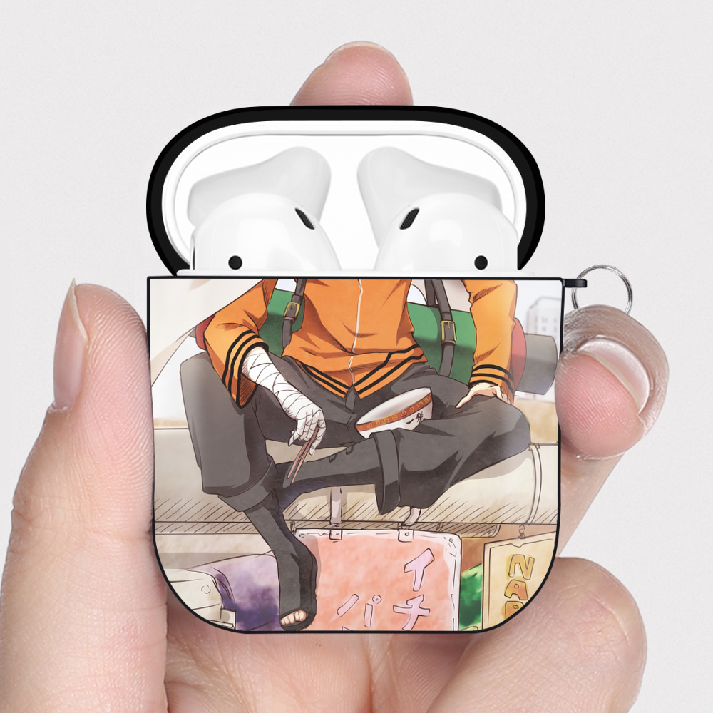 （画像用） NARUTO -ナルト- NARUTO -ナルト- 疾風伝 AirPods 第2世代保護ケース ハードシェル ブラック 耐衝撃・防指紋・カラビナ付き