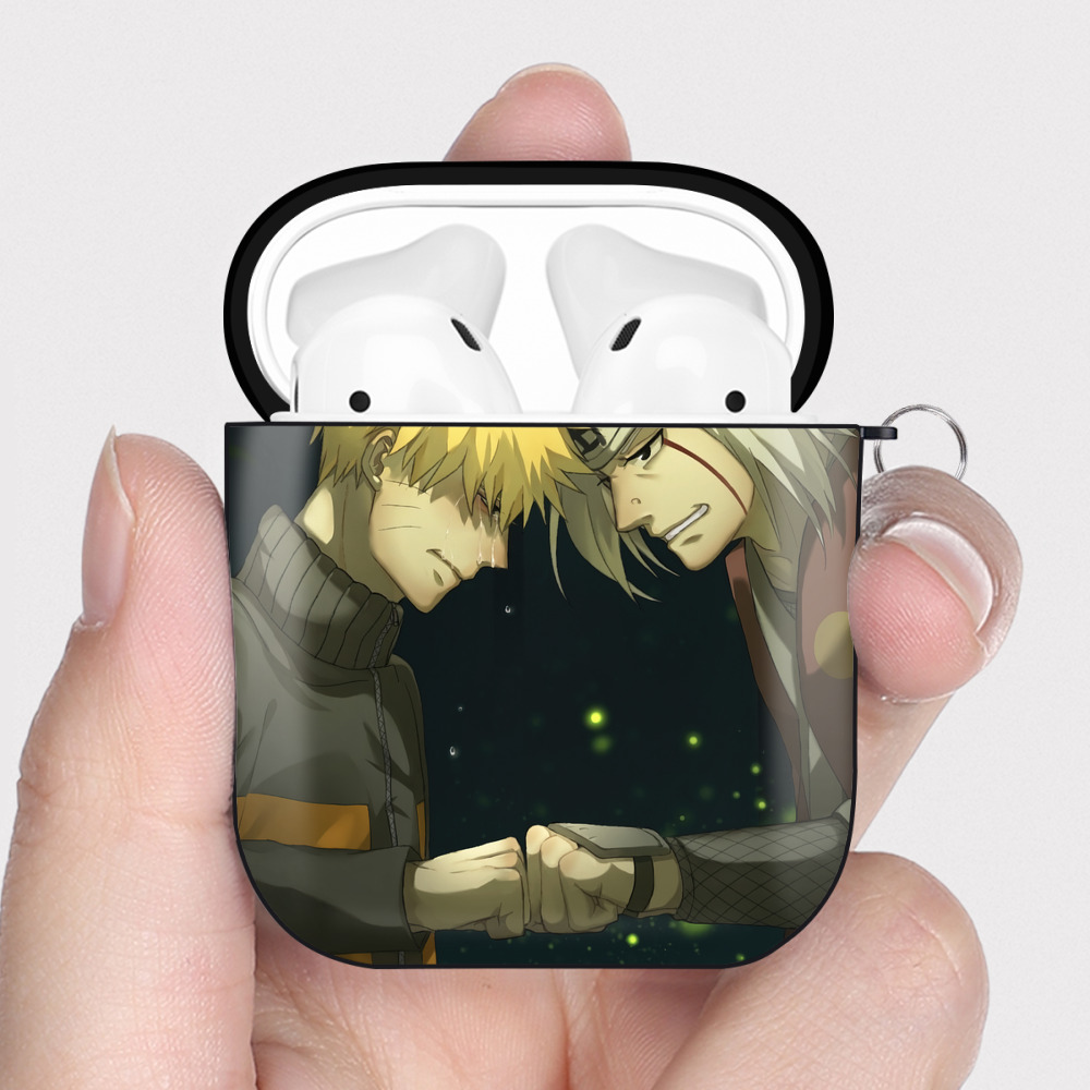 （画像用） NARUTO -ナルト- NARUTO -ナルト- 疾風伝 AirPods 第2世代保護ケース ハードシェル ブラック 耐衝撃・防指紋・カラビナ付き