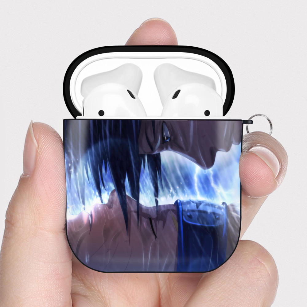 （画像用） NARUTO -ナルト- NARUTO -ナルト- 疾風伝 AirPods 第2世代保護ケース ハードシェル ブラック 耐衝撃・防指紋・カラビナ付き