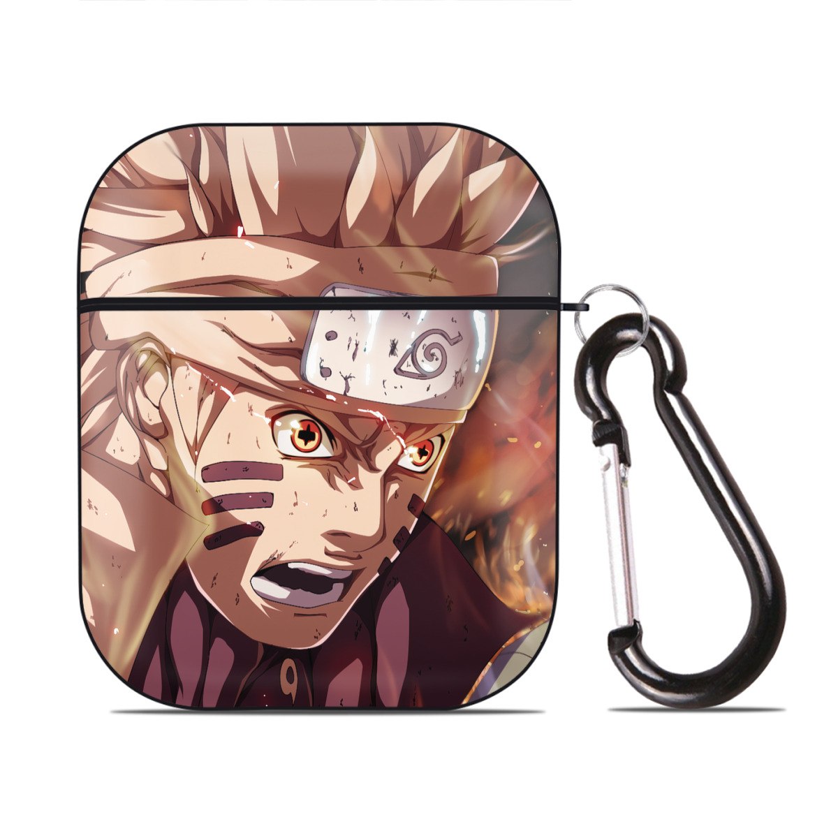 （画像用） NARUTO -ナルト- NARUTO -ナルト- 疾風伝 AirPods 第2世代保護ケース ハードシェル ブラック 耐衝撃・防指紋・カラビナ付き