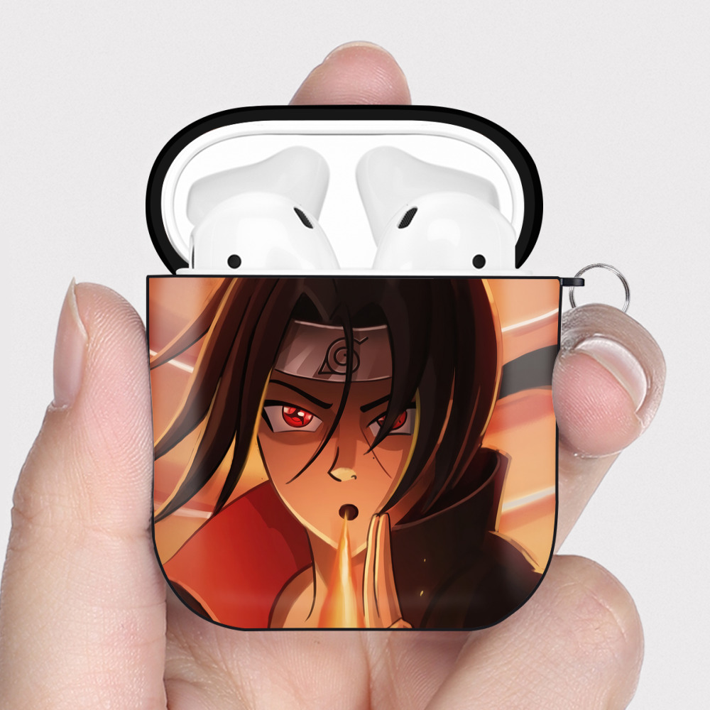 （画像用） NARUTO -ナルト- NARUTO -ナルト- 疾風伝 AirPods 第2世代保護ケース ハードシェル ブラック 耐衝撃・防指紋・カラビナ付き
