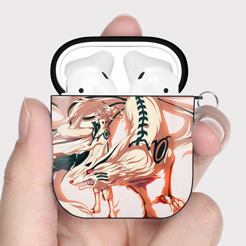 （画像用） NARUTO -ナルト- NARUTO -ナルト- 疾風伝 AirPods 第2世代保護ケース ハードシェル ブラック 耐衝撃・防指紋・カラビナ付き