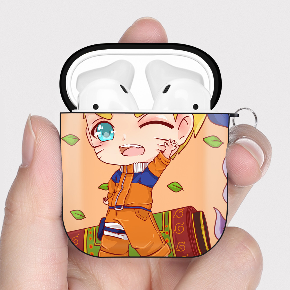 （画像用） NARUTO -ナルト- NARUTO -ナルト- 疾風伝 AirPods 第2世代保護ケース ハードシェル ブラック 耐衝撃・防指紋・カラビナ付き