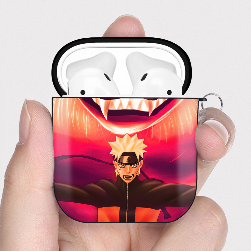 （画像用） NARUTO -ナルト- NARUTO -ナルト- 疾風伝 AirPods 第2世代保護ケース ハードシェル ブラック 耐衝撃・防指紋・カラビナ付き