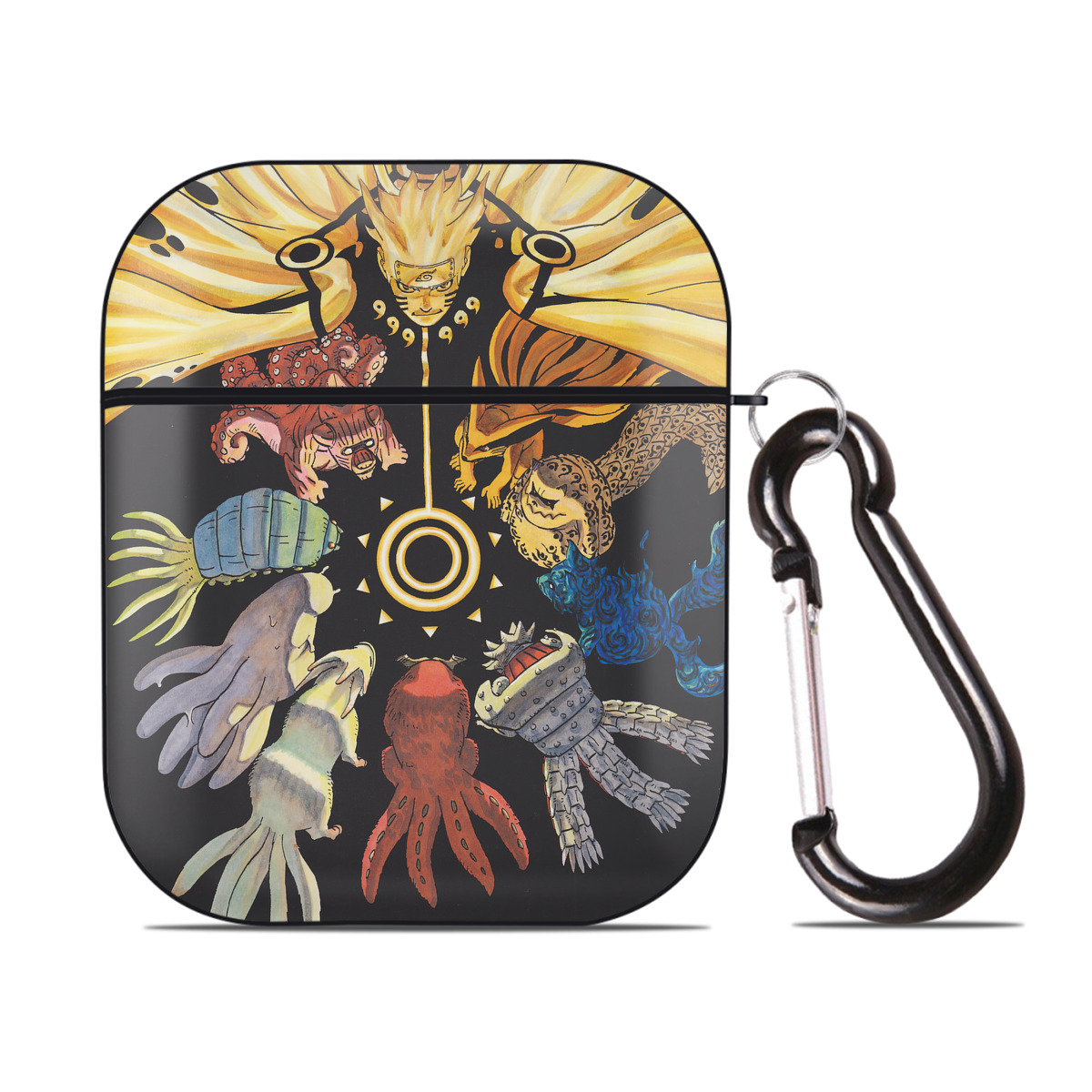 （画像用） NARUTO -ナルト- NARUTO -ナルト- 疾風伝 AirPods 第2世代保護ケース ハードシェル ブラック 耐衝撃・防指紋・カラビナ付き