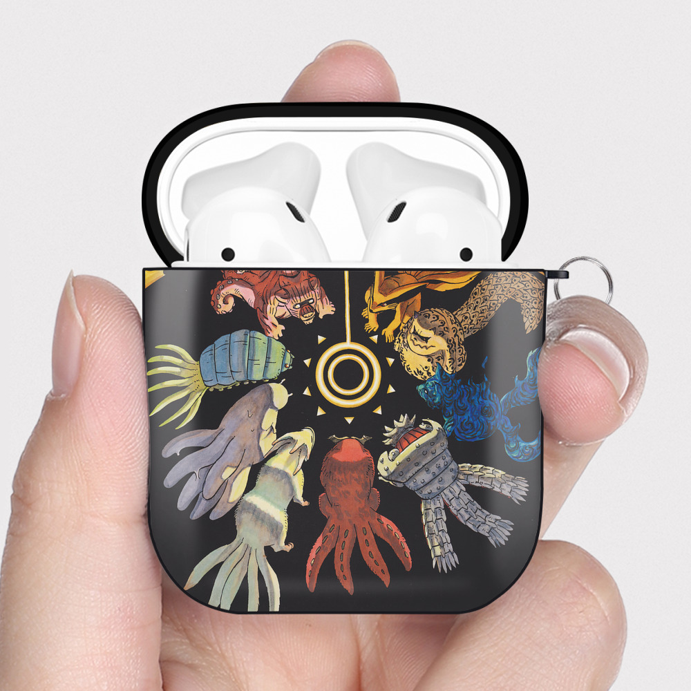 （画像用） NARUTO -ナルト- NARUTO -ナルト- 疾風伝 AirPods 第2世代保護ケース ハードシェル ブラック 耐衝撃・防指紋・カラビナ付き