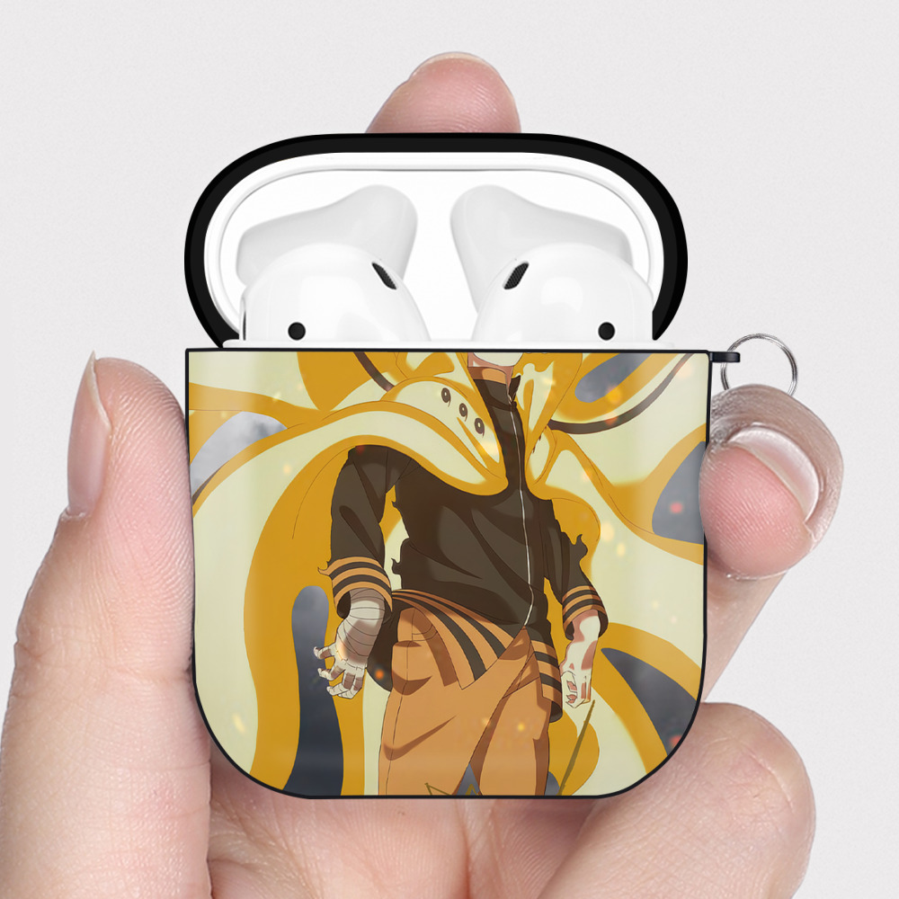 （画像用） NARUTO -ナルト- NARUTO -ナルト- 疾風伝 AirPods 第2世代保護ケース ハードシェル ブラック 耐衝撃・防指紋・カラビナ付き