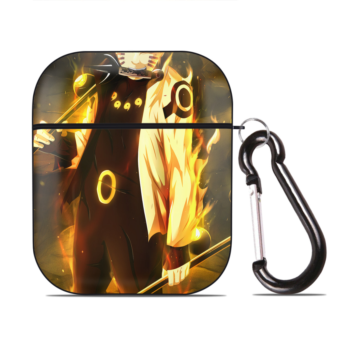 （画像用） NARUTO -ナルト- NARUTO -ナルト- 疾風伝 AirPods 第2世代保護ケース ハードシェル ブラック 耐衝撃・防指紋・カラビナ付き