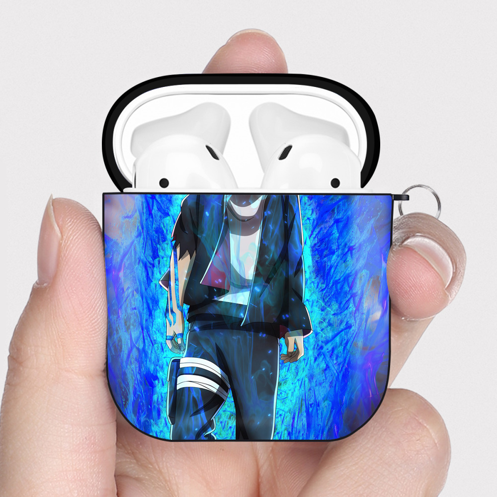 （画像用） NARUTO -ナルト- NARUTO -ナルト- 疾風伝 AirPods 第2世代保護ケース ハードシェル ブラック 耐衝撃・防指紋・カラビナ付き