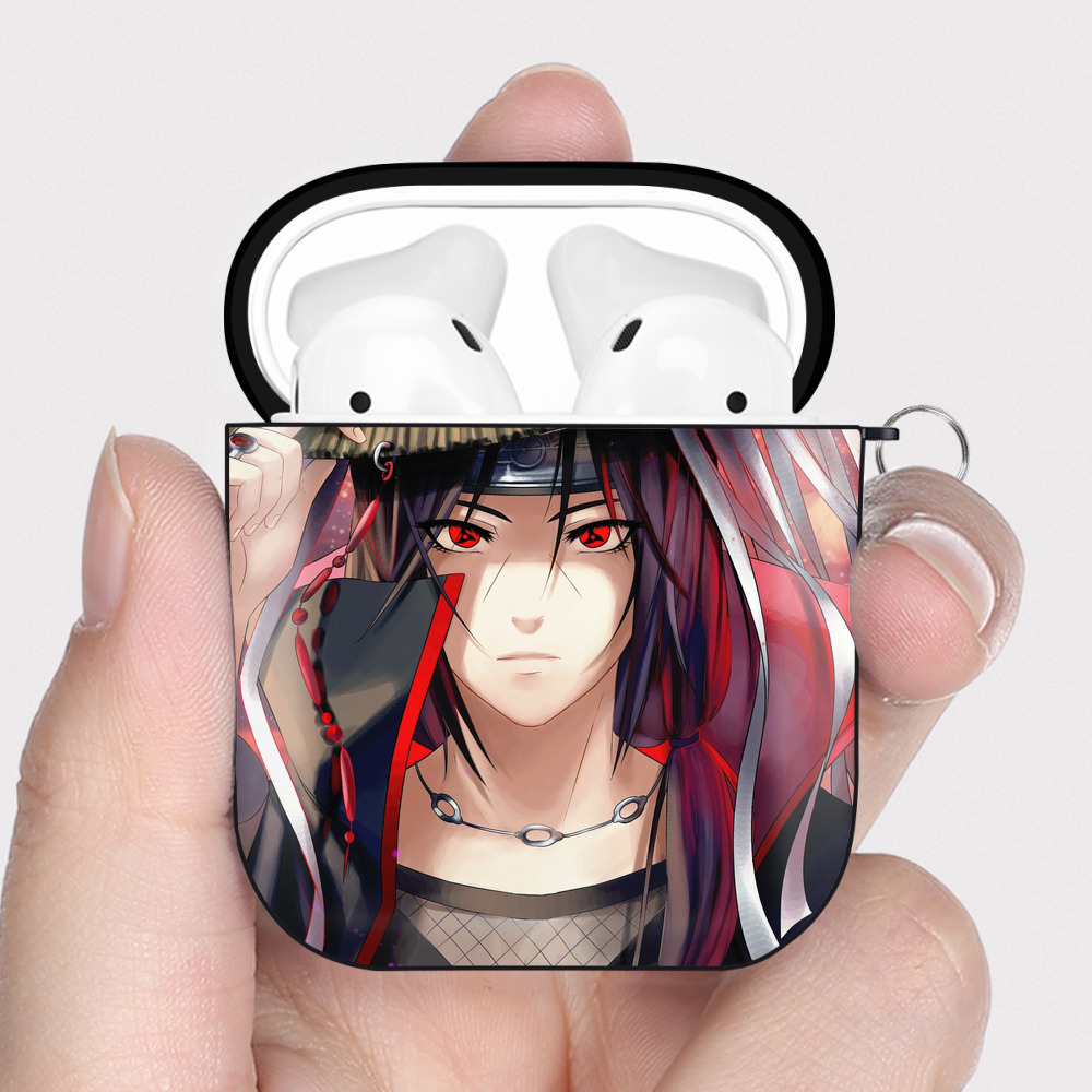 （画像用） NARUTO -ナルト- NARUTO -ナルト- 疾風伝 AirPods 第2世代保護ケース ハードシェル ブラック 耐衝撃・防指紋・カラビナ付き