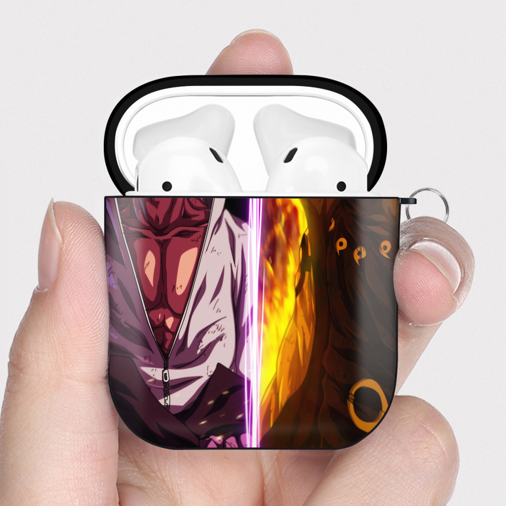 （画像用） NARUTO -ナルト- NARUTO -ナルト- 疾風伝 AirPods 第2世代保護ケース ハードシェル ブラック 耐衝撃・防指紋・カラビナ付き