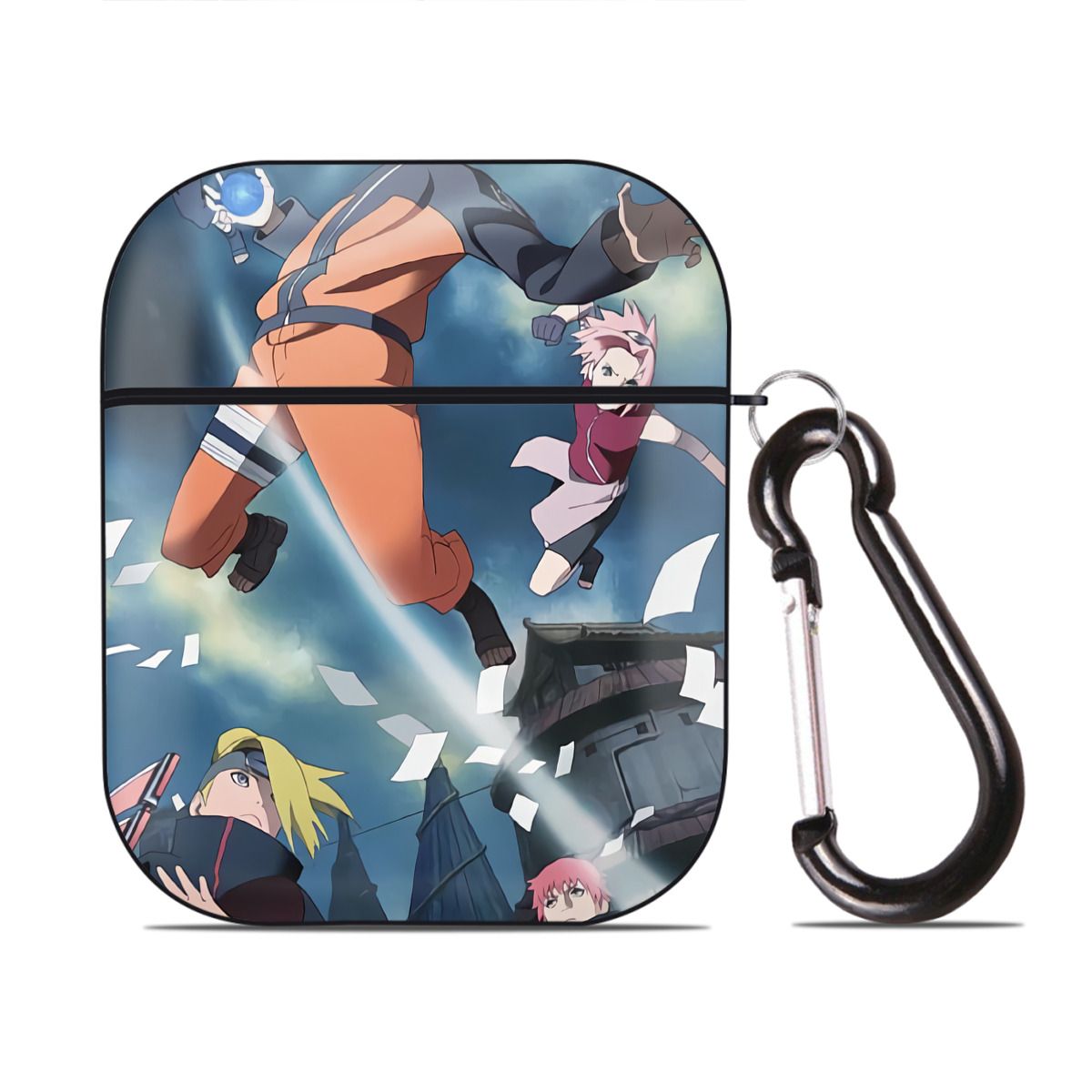 （画像用） NARUTO -ナルト- NARUTO -ナルト- 疾風伝 AirPods 第2世代保護ケース ハードシェル ブラック 耐衝撃・防指紋・カラビナ付き