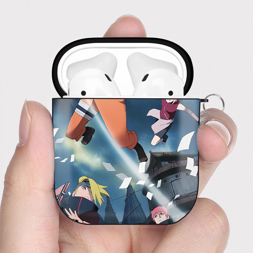 （画像用） NARUTO -ナルト- NARUTO -ナルト- 疾風伝 AirPods 第2世代保護ケース ハードシェル ブラック 耐衝撃・防指紋・カラビナ付き