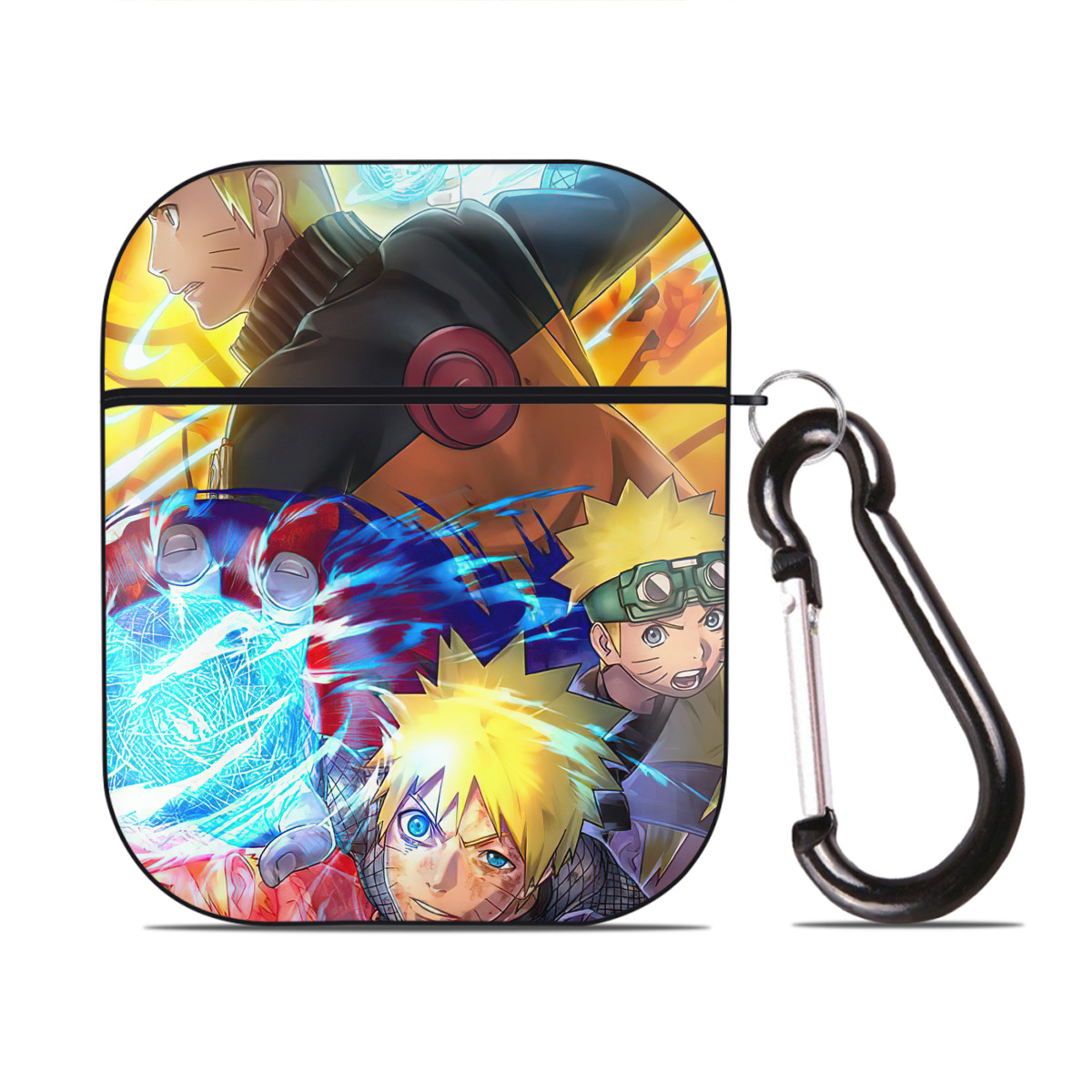 （画像用） NARUTO -ナルト- NARUTO -ナルト- 疾風伝 AirPods 第2世代保護ケース ハードシェル ブラック 耐衝撃・防指紋・カラビナ付き