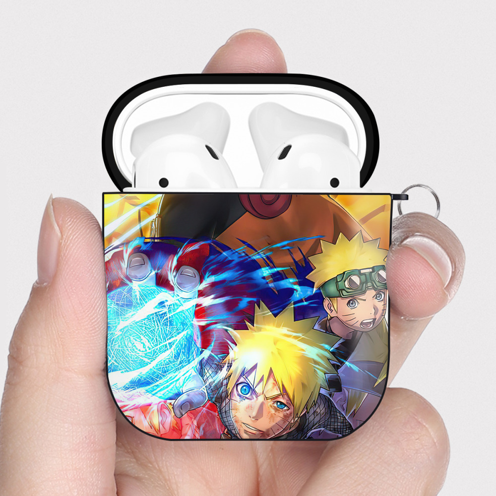 （画像用） NARUTO -ナルト- NARUTO -ナルト- 疾風伝 AirPods 第2世代保護ケース ハードシェル ブラック 耐衝撃・防指紋・カラビナ付き
