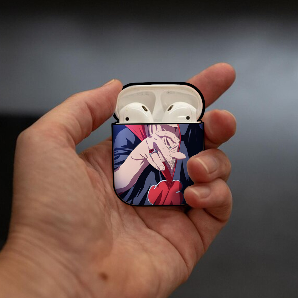 NARUTO -ナルト- NARUTO -ナルト- 疾風伝 AirPods 第2世代保護ケース ハードシェル ブラック 耐衝撃・防指紋・カラビナ付き
