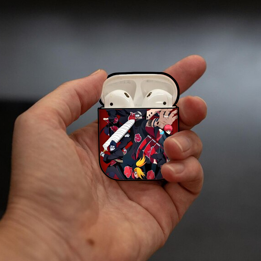 NARUTO -ナルト- NARUTO -ナルト- 疾風伝 AirPods 第2世代保護ケース ハードシェル ブラック 耐衝撃・防指紋・カラビナ付き
