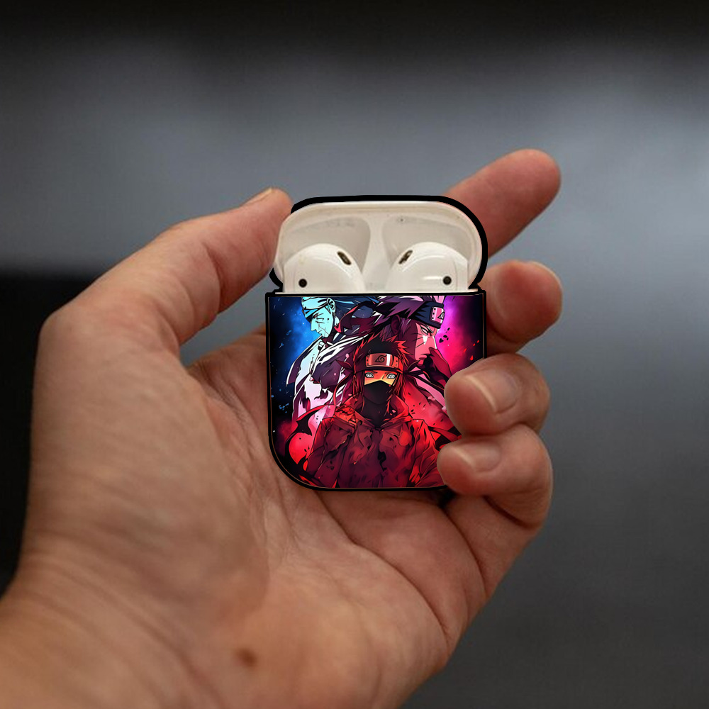 NARUTO -ナルト- NARUTO -ナルト- 疾風伝 AirPods 第2世代保護ケース ハードシェル ブラック 耐衝撃・防指紋・カラビナ付き